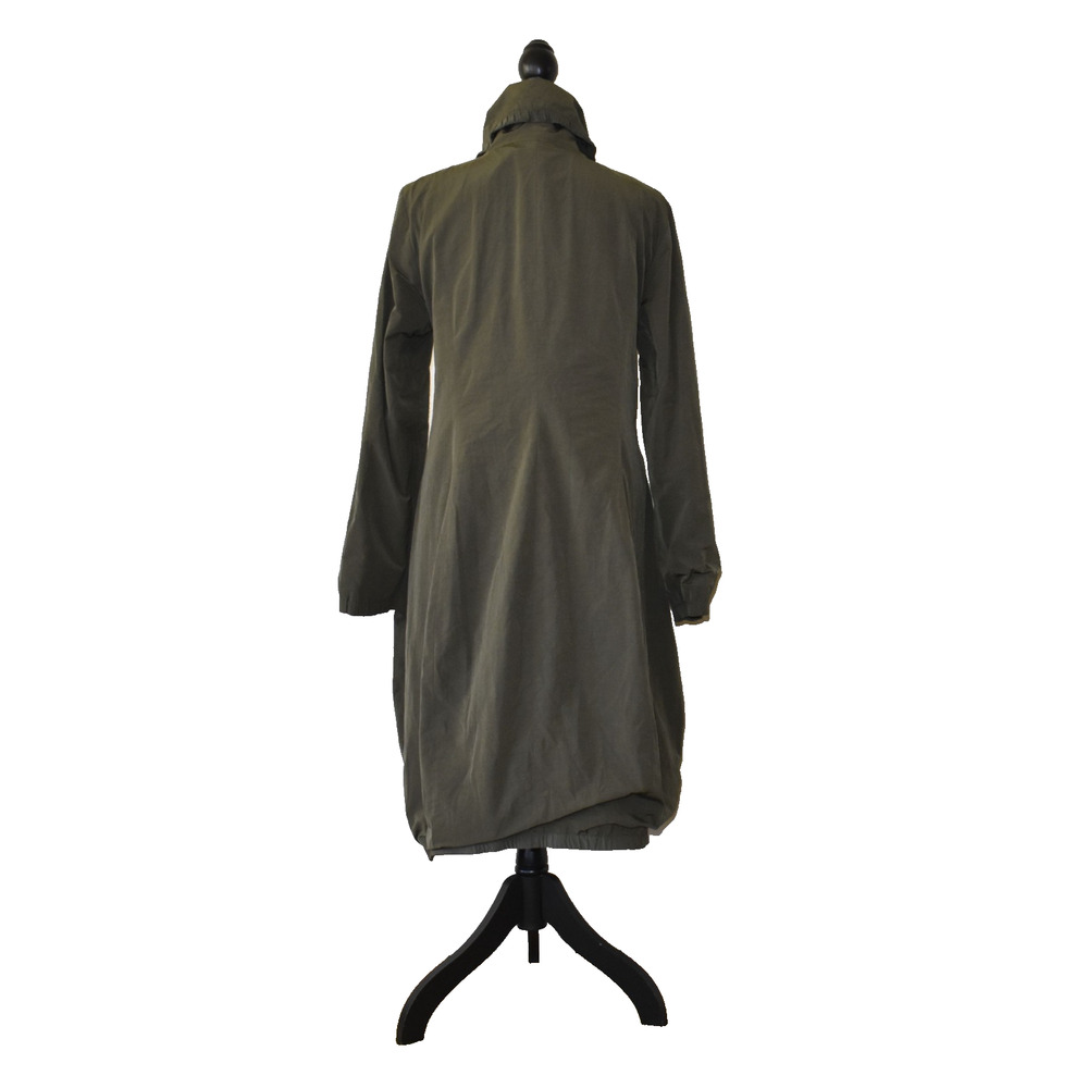 B5 Auth EILEEN FISHER Olive Green Nylon Tulip-Like Fall Jacket Coat Size M $289 - Picture 3 of 5